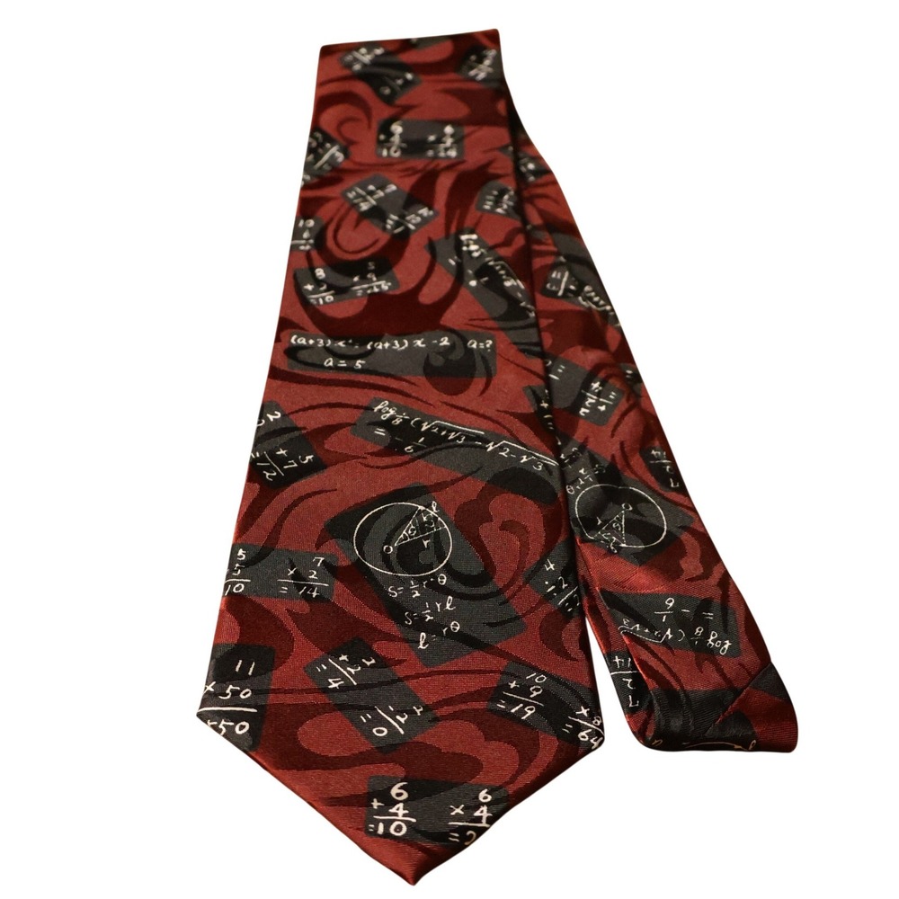 Vintage 90s Steven Harris Math Equations‎ Novelty Tie Mens Red Teacher Professor